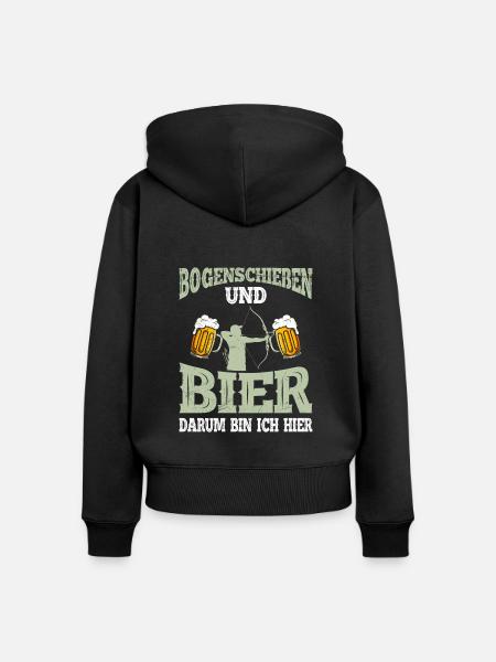 Bogenschießen und Bier Männer - Frauen Premium Bio Zip Hoodie - Schwarz