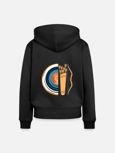 Langbogen Bogenschütze Bogenschießen - Frauen Premium Bio Zip Hoodie - Schwarz