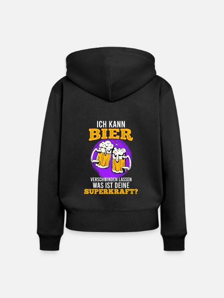 Bier verschwinden lassen Superpower - Frauen Premium Bio Zip Hoodie - Schwarz