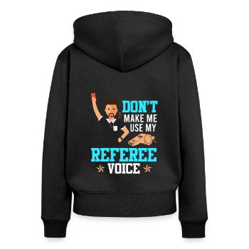 Schiedsrichter - Frauen Premium Bio Zip Hoodie - Schwarz - Hinten - Julia (174cm)