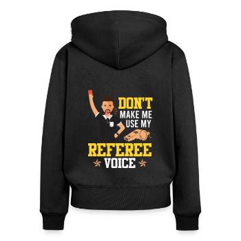 Schiedsrichter - Frauen Premium Bio Zip Hoodie - Schwarz - Hinten - Julia (174cm)