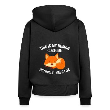 Das ist mein Menschen Kostüm ich bin ein Fuchs - Frauen Premium Bio Zip Hoodie - Schwarz - Hinten - Julia (174cm)