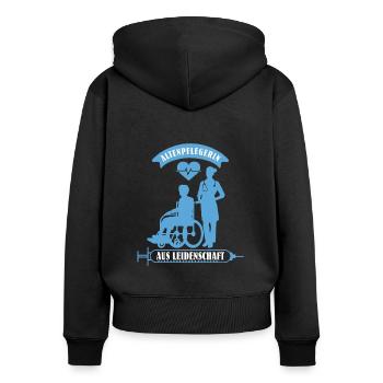 Altenpflegerin mit Leidenschaft Altenpfleger - Frauen Premium Bio Zip Hoodie - Schwarz - Hinten - Julia (174cm)
