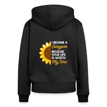 Dein Leben ist wichtig Betreuer Krankenpfleger - Frauen Premium Bio Zip Hoodie - Schwarz - Hinten - Julia (174cm)