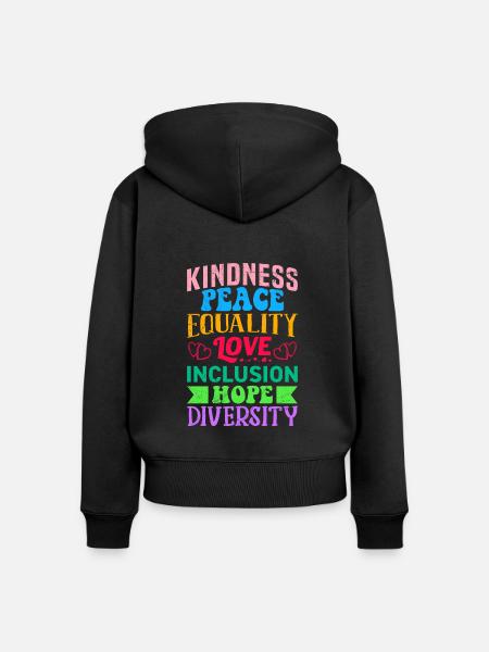 Inklusion Gleichheit Freundlichkeit Akzeptanz - Frauen Premium Bio Zip Hoodie - Schwarz