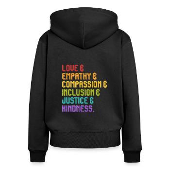 Inklusion Mitgefühl Menschen mit Behinderung - Frauen Premium Bio Zip Hoodie - Schwarz - Hinten - Julia (174cm)