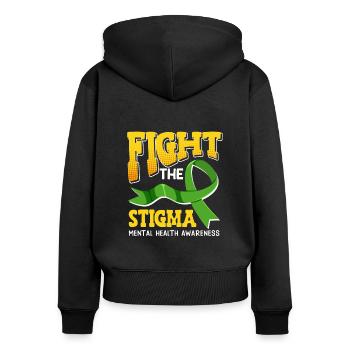 La santé mentale lutte contre la stigmatisation - Sweat à capuche zippé Premium bio Femme - noir - Dos - Julia (174cm)