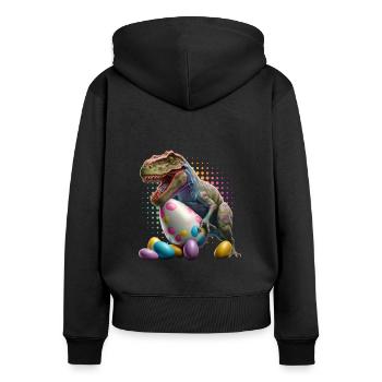 Eggspert Eiersuche Dinosaurier Ostereier - Frauen Premium Bio Zip Hoodie - Schwarz - Hinten - Julia (174cm)
