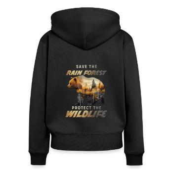 Rettet den Regenwald Umweltschutz Artenschutz - Frauen Premium Bio Zip Hoodie - Schwarz - Hinten - Julia (174cm)
