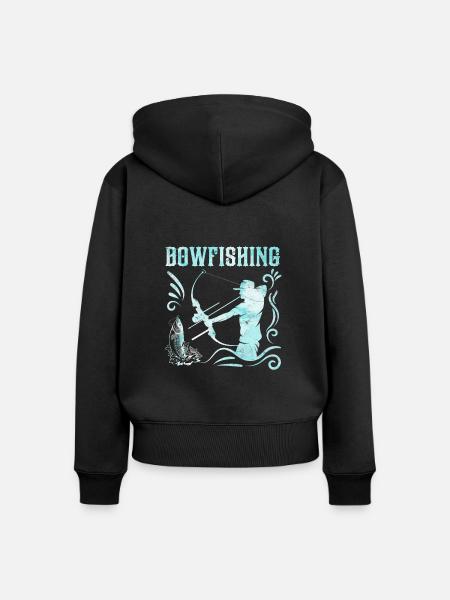 Bogenfischen Bowfishing Bogenjäger Fischjagd - Frauen Premium Bio Zip Hoodie - Schwarz