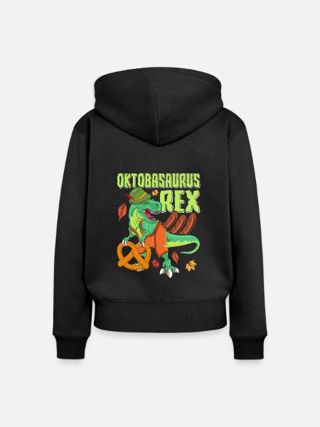 Oktobasaurus Rex Dinosaurier Brezel - Frauen Premium Bio Zip Hoodie - Schwarz