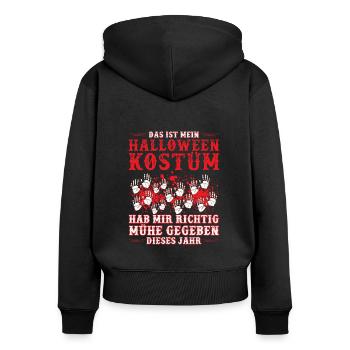 Horror Shirt Das ist mein Halloween Kostüm - Frauen Premium Bio Zip Hoodie - Schwarz - Hinten - Julia (174cm)