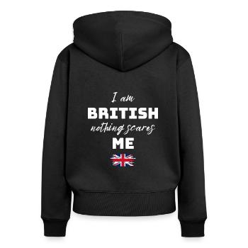 British humor nothing scares me - Women's Premium Organic Zip Hoodie - black - Back - Julia (174cm)