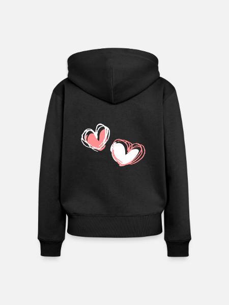 Zwei Herzformen - Frauen Premium Bio Zip Hoodie - Schwarz