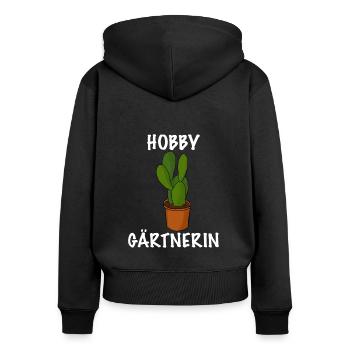 Hobby Gärtnerin Pflanze das Gärtnerin Shirt - Frauen Premium Bio Zip Hoodie - Schwarz - Hinten - Julia (174cm)