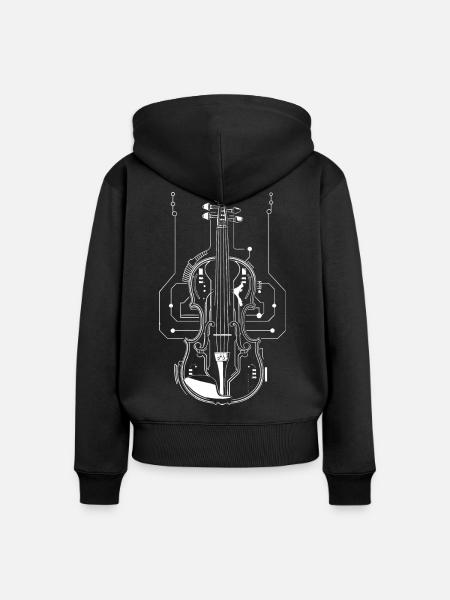 Geige Skizze - Frauen Premium Bio Zip Hoodie - Schwarz