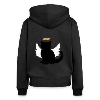 Babykatze / Engelskatze ♥ Angel Cat Kitten - Frauen Premium Bio Zip Hoodie - Schwarz - Hinten - Julia (174cm)