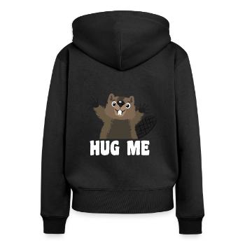 Embrasse-moi castor - Sweat à capuche zippé Premium bio Femme - noir - Dos - Julia (174cm)