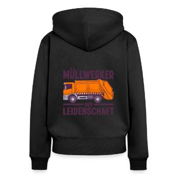 Müllmann Müllabfuhr Müllwerker Lustige Sprüche - Frauen Premium Bio Zip Hoodie - Schwarz - Hinten - Julia (174cm)