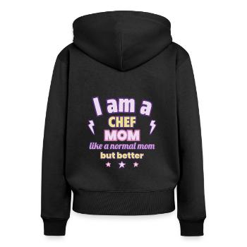Mama Köchin, Muttertagsgeschenk - Frauen Premium Bio Zip Hoodie - Schwarz - Hinten - Julia (174cm)