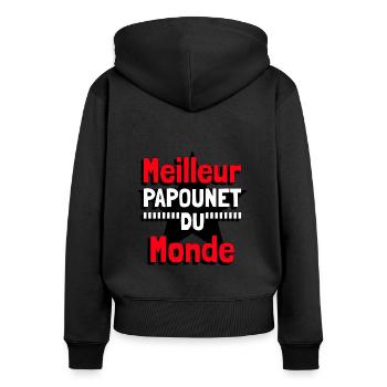 Meilleur papounet du monde - Sweat à capuche zippé Premium bio Femme - noir - Dos - Julia (174cm)