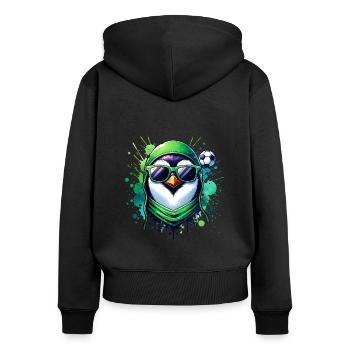 Pinguin Fußballspieler Champion Fan Vogel - Frauen Premium Bio Zip Hoodie - Schwarz - Hinten - Julia (174cm)