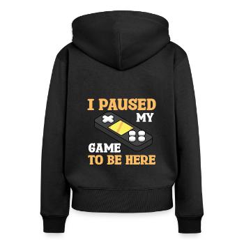 Gamer Geschenk Gaming Spruch für Zocker - Frauen Premium Bio Zip Hoodie - Schwarz - Hinten - Julia (174cm)