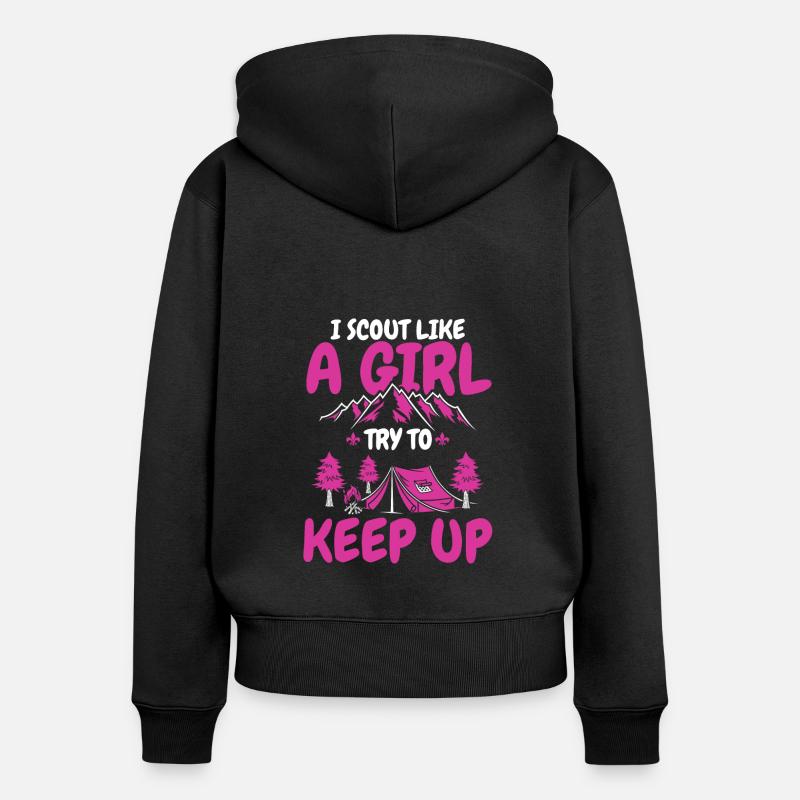 Fille scoute - Sweat à capuche zippé Premium bio Femme - noir
