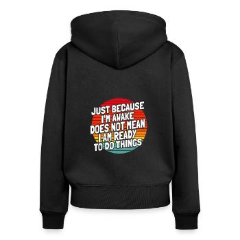 Schwarzer Humor - Frauen Premium Bio Zip Hoodie - Schwarz - Hinten - Julia (174cm)
