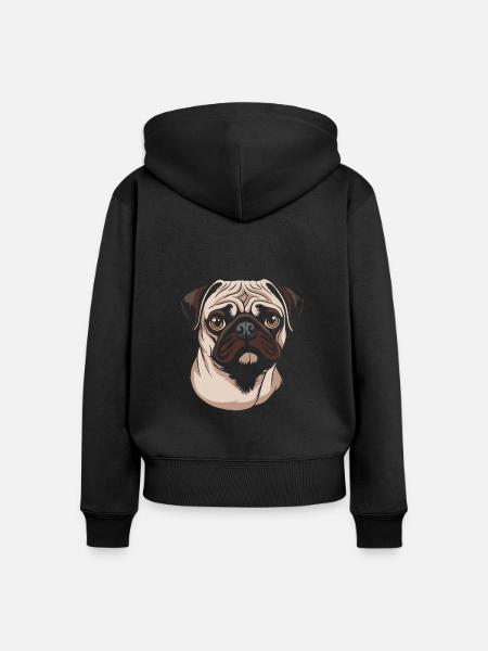 Mops Hund - Frauen Premium Bio Zip Hoodie - Schwarz