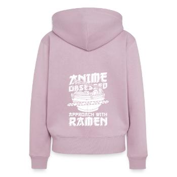 Bol de Ramen Manga Anime - Sweat à capuche zippé Premium bio Femme - rose poudré - Dos - Julia (174cm)