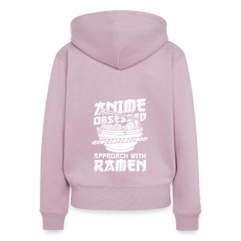 Bol de Ramen Manga Anime - Sweat à capuche zippé Premium bio Femme - rose poudré - Dos - Julia (174cm)