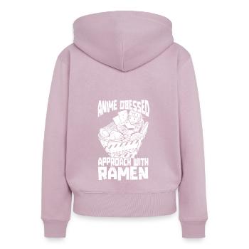 Bol de Ramen Manga Anime - Sweat à capuche zippé Premium bio Femme - rose poudré - Dos - Julia (174cm)