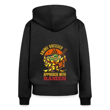 Anime Manga Lustig Ramen Schüssel - Frauen Premium Bio Zip Hoodie - Schwarz - Hinten - Julia (174cm)