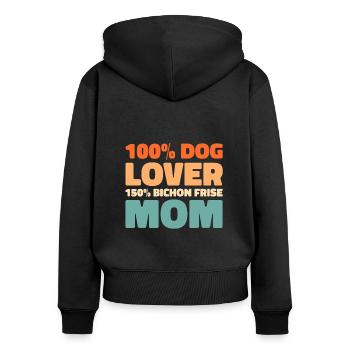 Bichon Frize - Sweat à capuche zippé Premium bio Femme - noir - Dos - Julia (174cm)