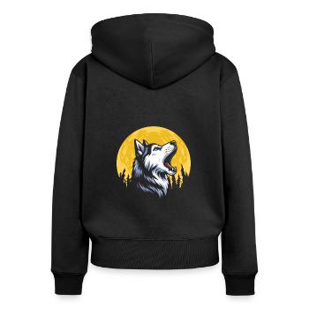 Husky de Sibérie hurlant - Sweat à capuche zippé Premium bio Femme - noir - Dos - Julia (174cm)