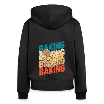 Backen Bäcker Bäckerei - Frauen Premium Bio Zip Hoodie - Schwarz - Hinten - Julia (174cm)