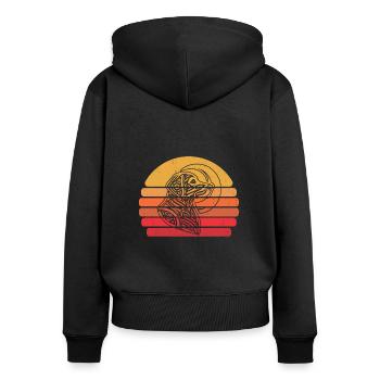 Phases de la lune tribale du Labrador - Sweat à capuche zippé Premium bio Femme - noir - Dos - Julia (174cm)