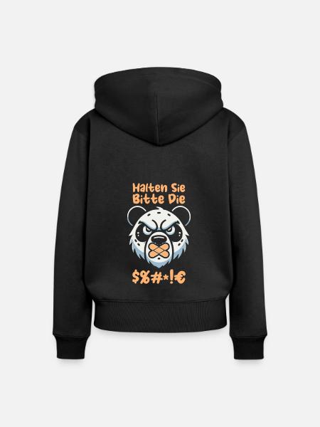 Großer Panda Pandabär - Frauen Premium Bio Zip Hoodie - Schwarz