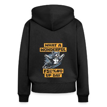 American Bully Fucked Up Day - Frauen Premium Bio Zip Hoodie - Schwarz - Hinten - Julia (174cm)