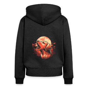 Hurlement de la lune du Labrador - Sweat à capuche zippé Premium bio Femme - noir - Dos - Julia (174cm)