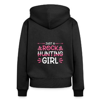 Geologe Steinsammler Just A Rock Hunting Girl - Frauen Premium Bio Zip Hoodie - Schwarz - Hinten - Julia (174cm)