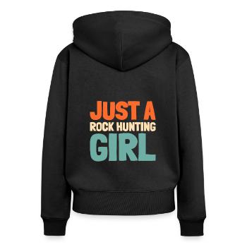 Geologe Steinsammler Just A Rock Hunting Girl - Frauen Premium Bio Zip Hoodie - Schwarz - Hinten - Julia (174cm)