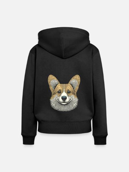 Corgi Fingerabdruck - Frauen Premium Bio Zip Hoodie - Schwarz