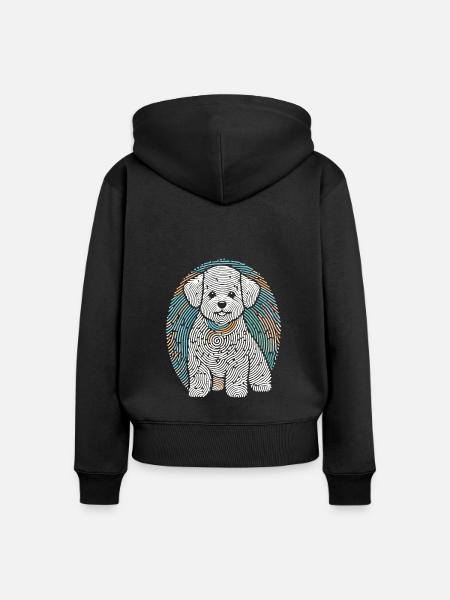 Bichon Frize Fingerabdruck - Frauen Premium Bio Zip Hoodie - Schwarz