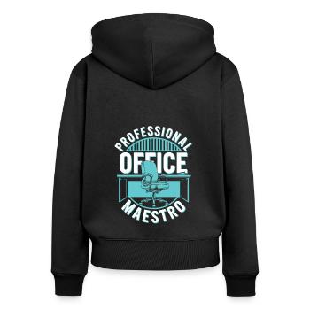 Administrator - Frauen Premium Bio Zip Hoodie - Schwarz - Hinten - Julia (174cm)