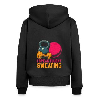 Fitness Trainers Personal Trainers - Women's Premium Organic Zip Hoodie - black - Back - Julia (174cm)
