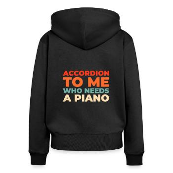 Akkordeon - Frauen Premium Bio Zip Hoodie - Schwarz - Hinten - Julia (174cm)
