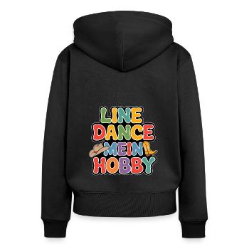 Line Dance mein Hobby - Frauen Premium Bio Zip Hoodie - Schwarz - Hinten - Julia (174cm)