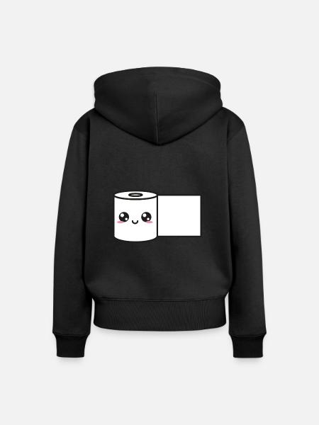 Toilettenpapier Kawaii Süß - Frauen Premium Bio Zip Hoodie - Schwarz